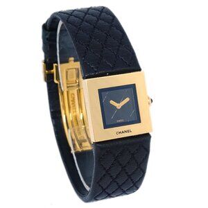 Chanel Matelasse Watch 18KYG Black F.S.62324 161147